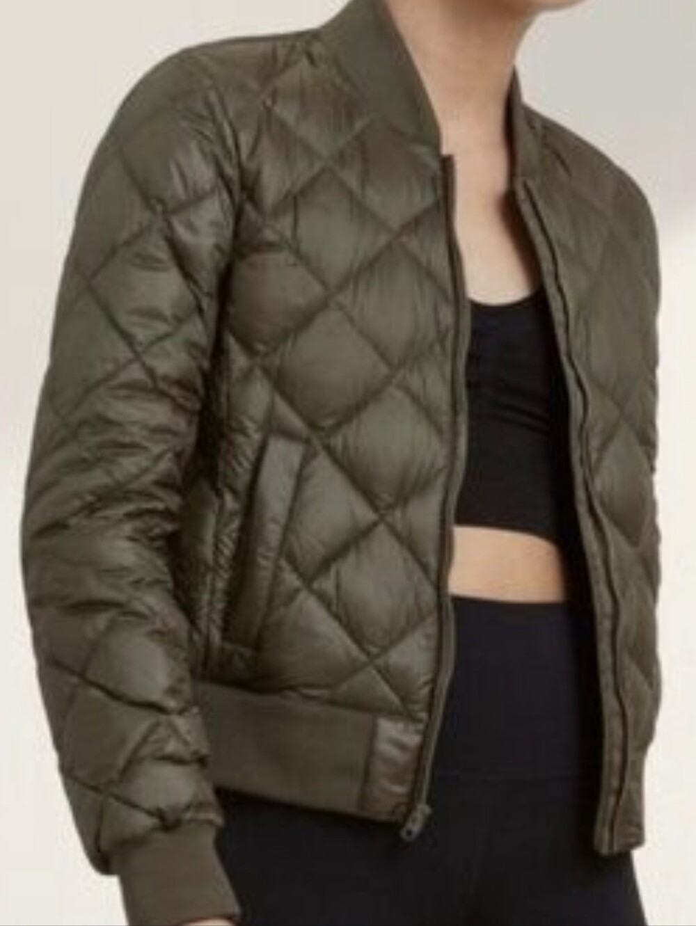 Aritzia Tna League Jacket Quilted Goose Down Olive Green - Size M / Fit is small